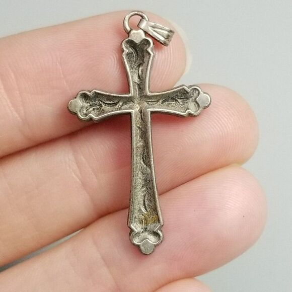 Vintage Sterling Silver Cross Pendant, Signed, Religious, Estate, Charm - Picture 1 of 10